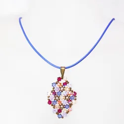 Pendant 65cm - Terence Rhombus S-Lavender Leather - Pendant 65cm - Laiton bronze